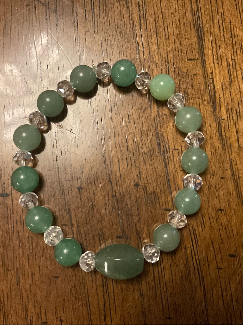 Green Aventurine & Clear Crystal Stretch Bracelet